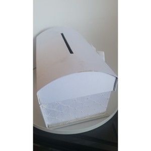 White Wedding Gift Card Box  w/ Bow And 2 Wedding Ring Pillows